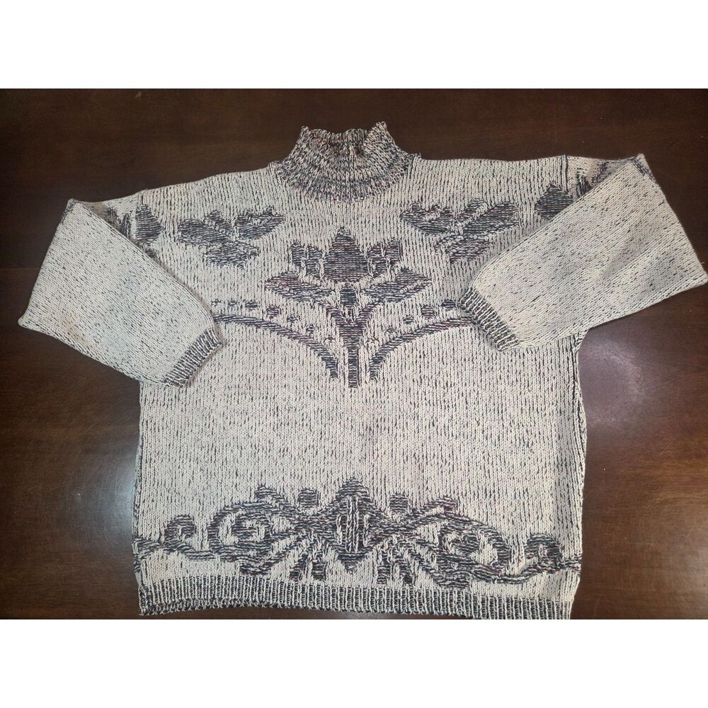 David Brett Vtg Mens Wool Nordic Fair Isle Sweater Chunky Knit Ski Pullover L